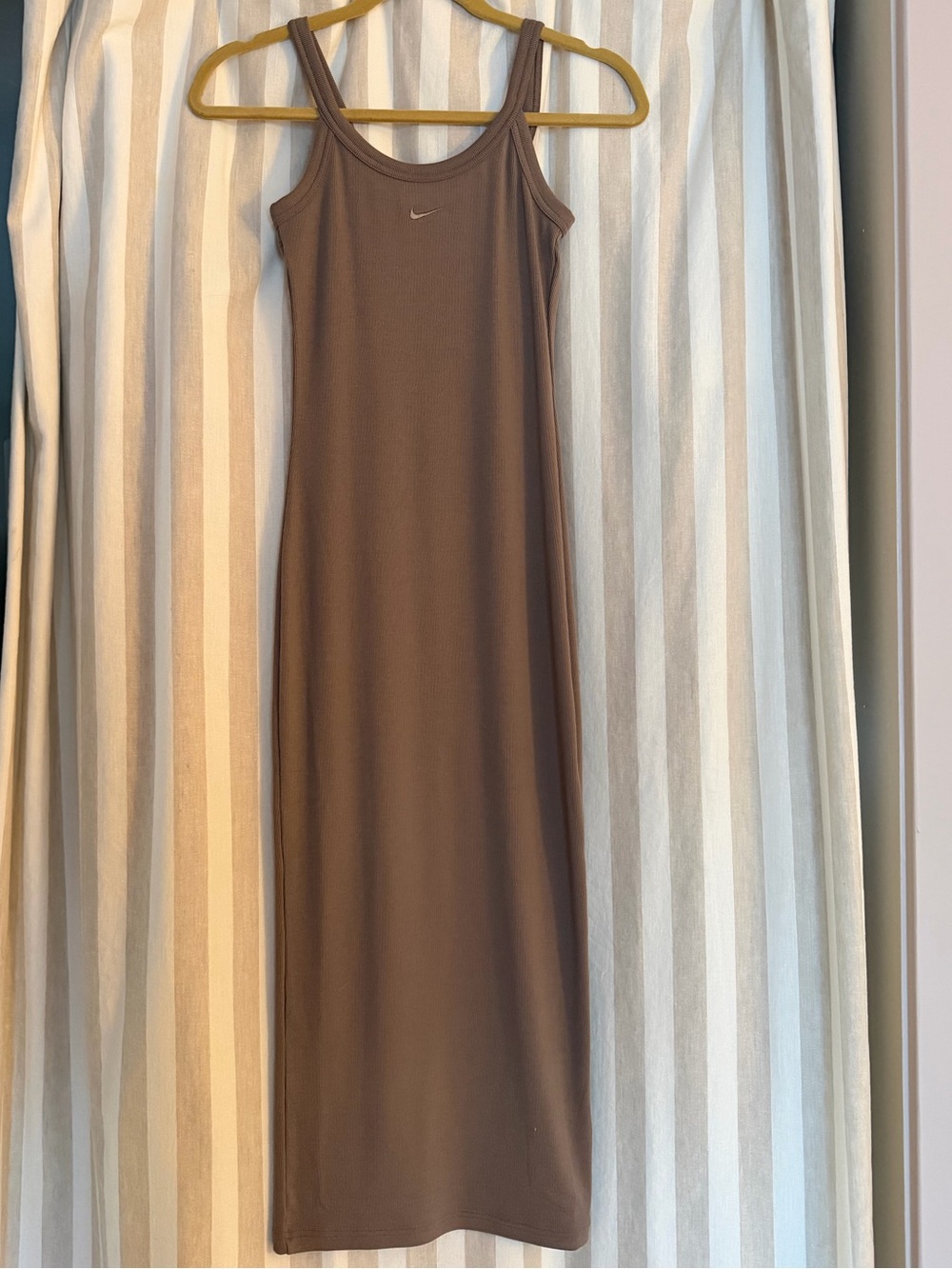 Nike Taupe Chill Knit Ribbed Tank Midi Dress Mink XS NWT